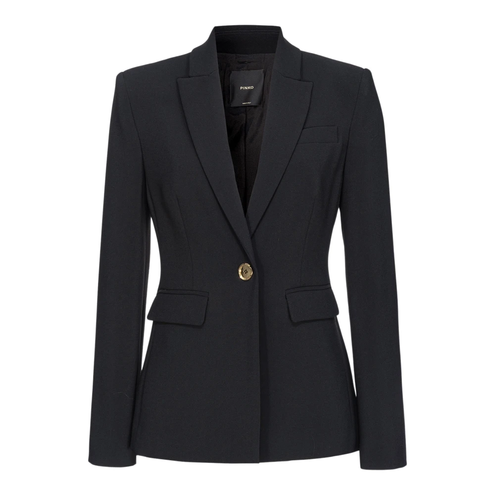 Pinko Zwarte Stretch Crepe Blazer Black Dames