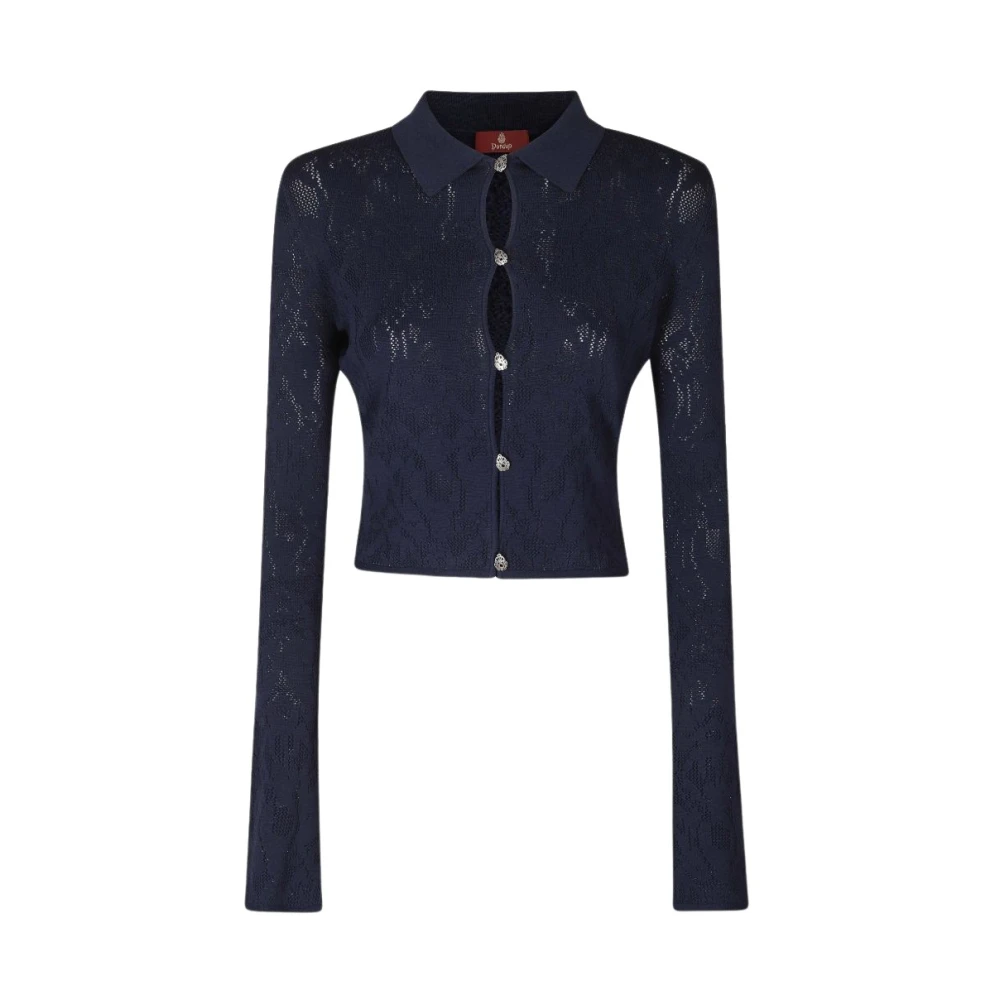 DONDUP - Cardigan blu scuro in viscosa e poliammide - Donna - Taglia L - Immagine 2