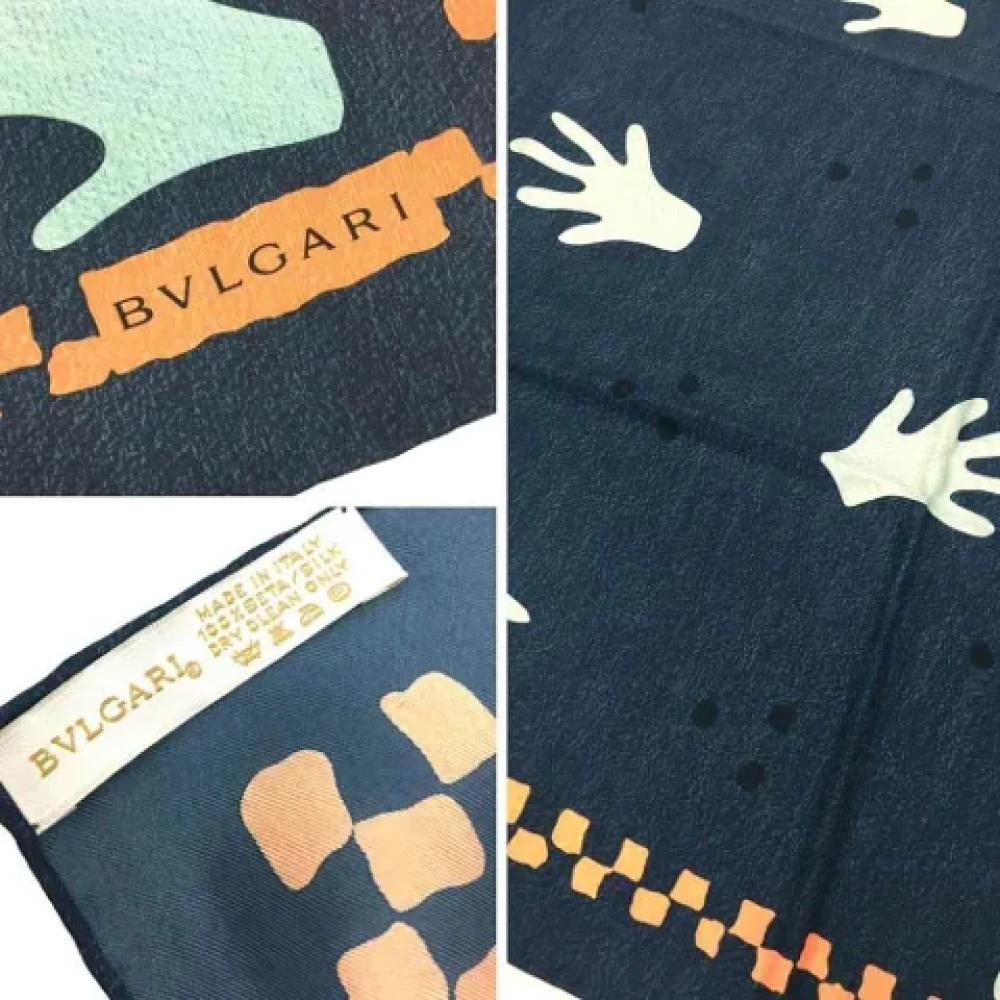Bvlgari Vintage Pre-owned Silk scarves Blue Dames