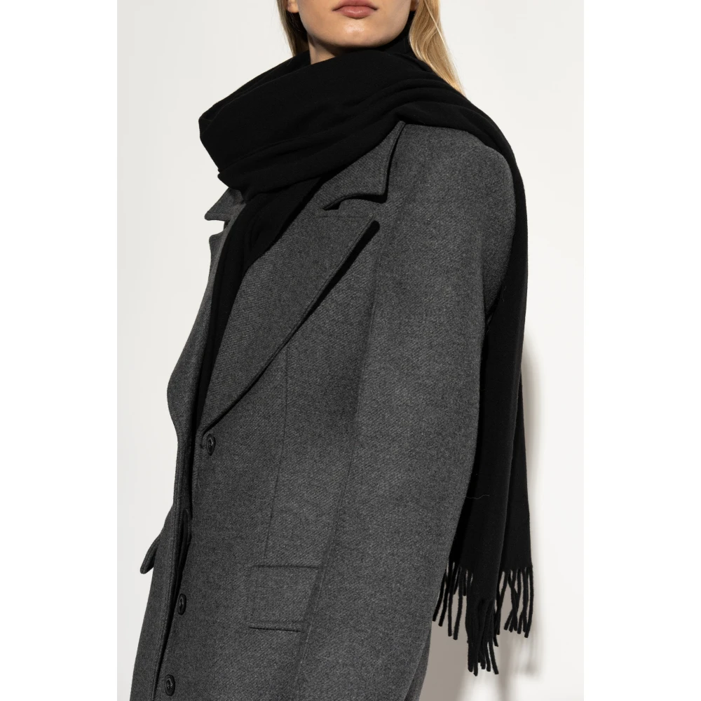 Maison Kitsuné Wollen sjaal met logopatch Black Dames