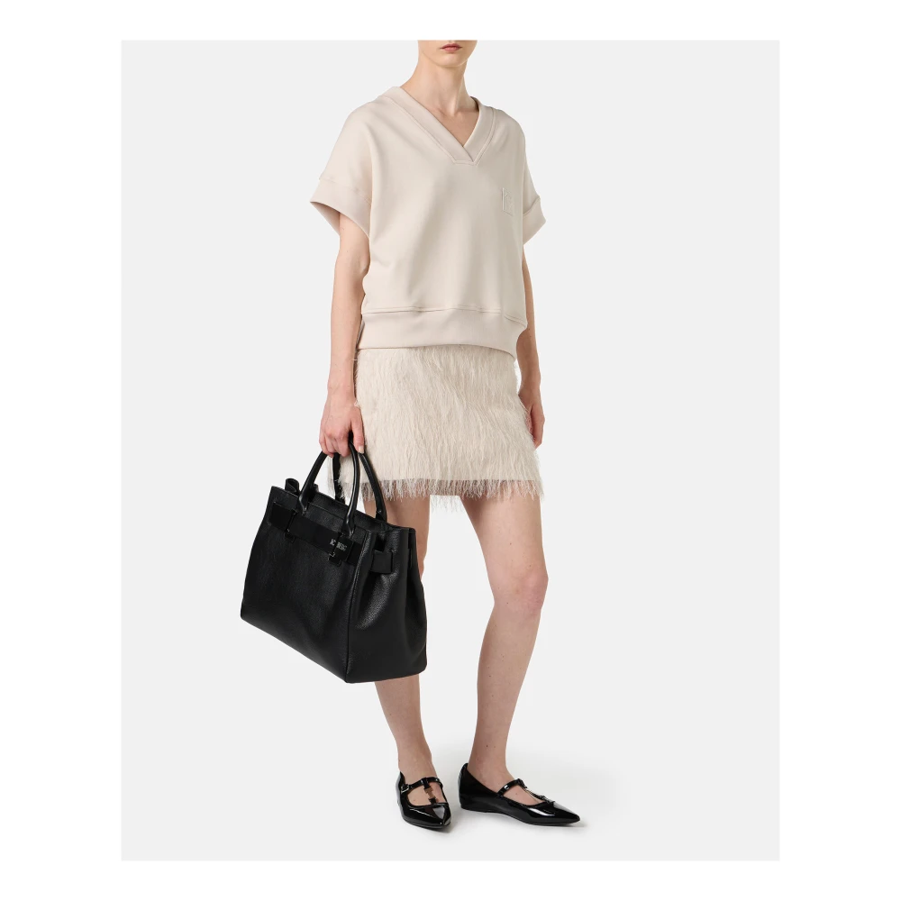Iceberg Stoffen sweatshirt met korte mouwen in stof met duikuitstraling Beige Dames