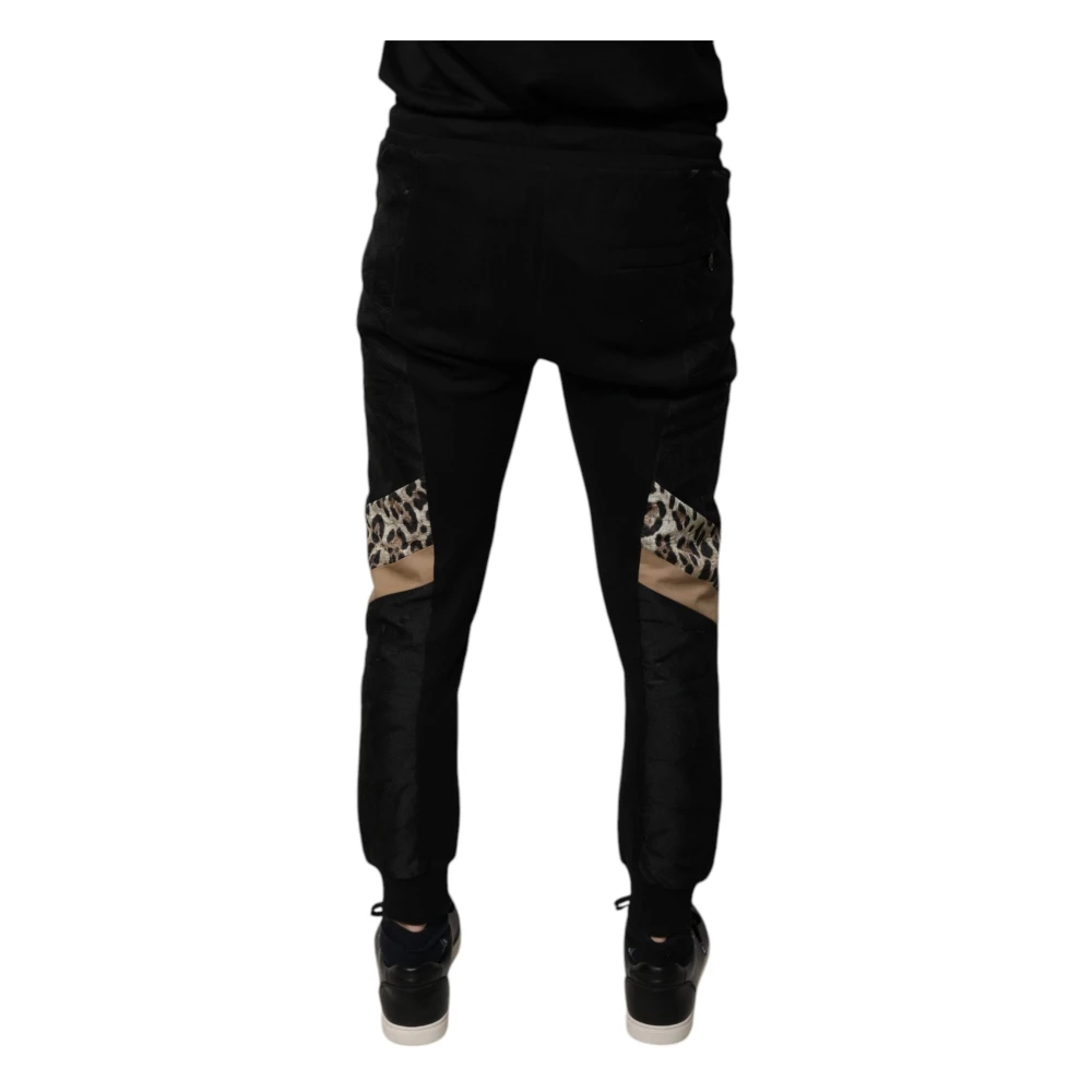 Dolce & Gabbana Leopard Print Slim Fit Jogger Pants Black Heren