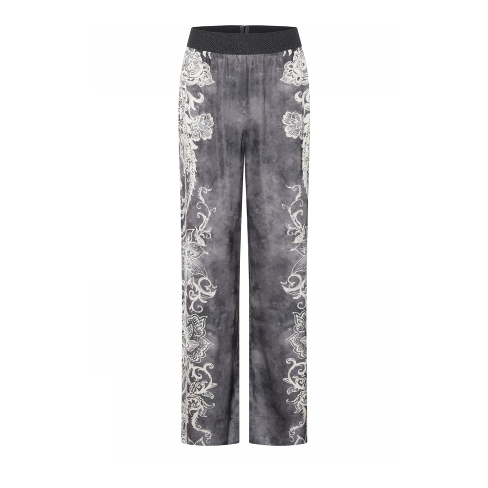 Gustav Wijde Pijpen Broek Donkergrijs Elegante Print Gray Dames