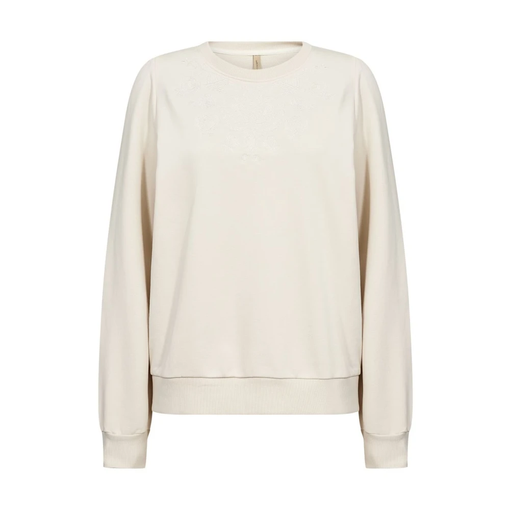 Soyaconcept Comfortabele ecru sweater met ronde halslijn Beige Dames