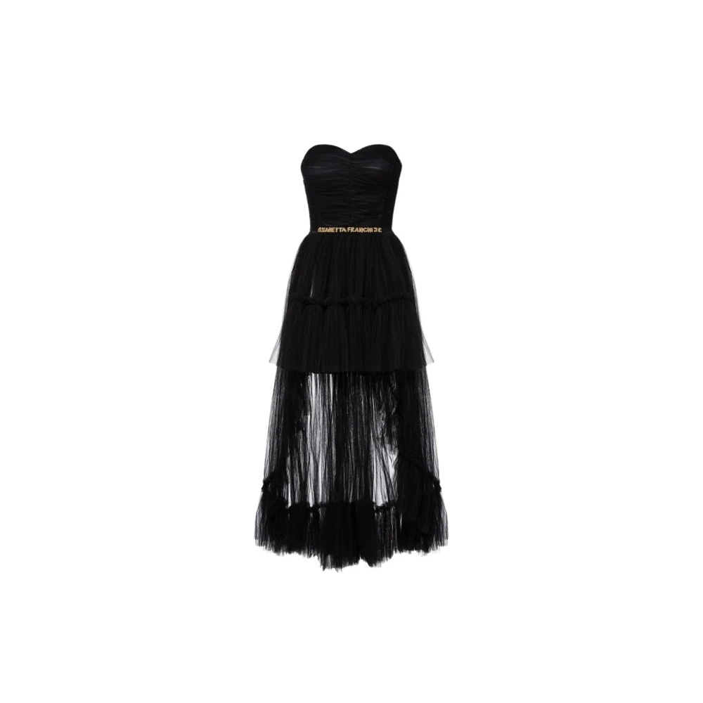 Elisabetta Franchi Elegante Avondjurk Zwart Lange Jurk Black Dames