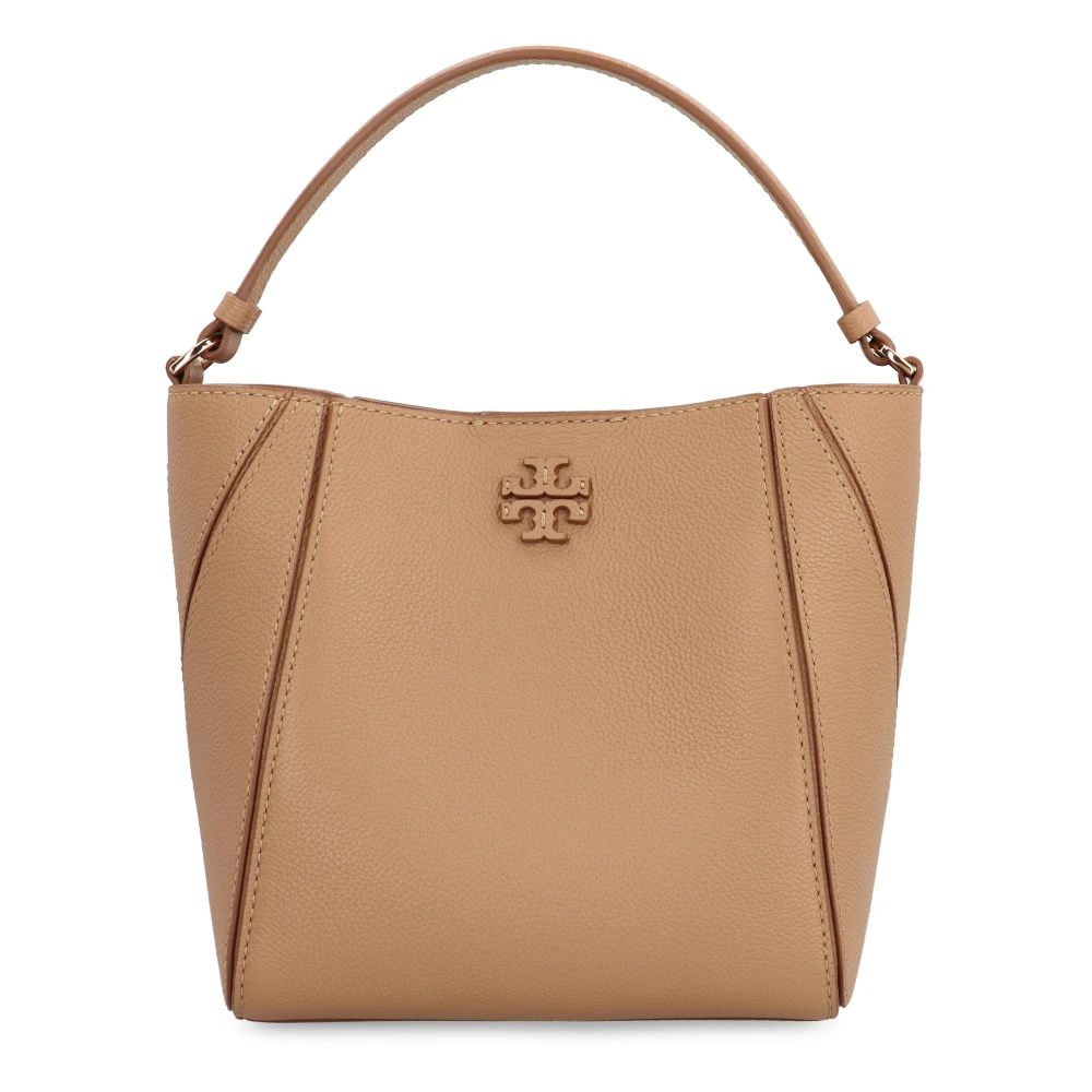 TORY BURCH Mini Bucket Tas met Leren Handvat Beige Dames