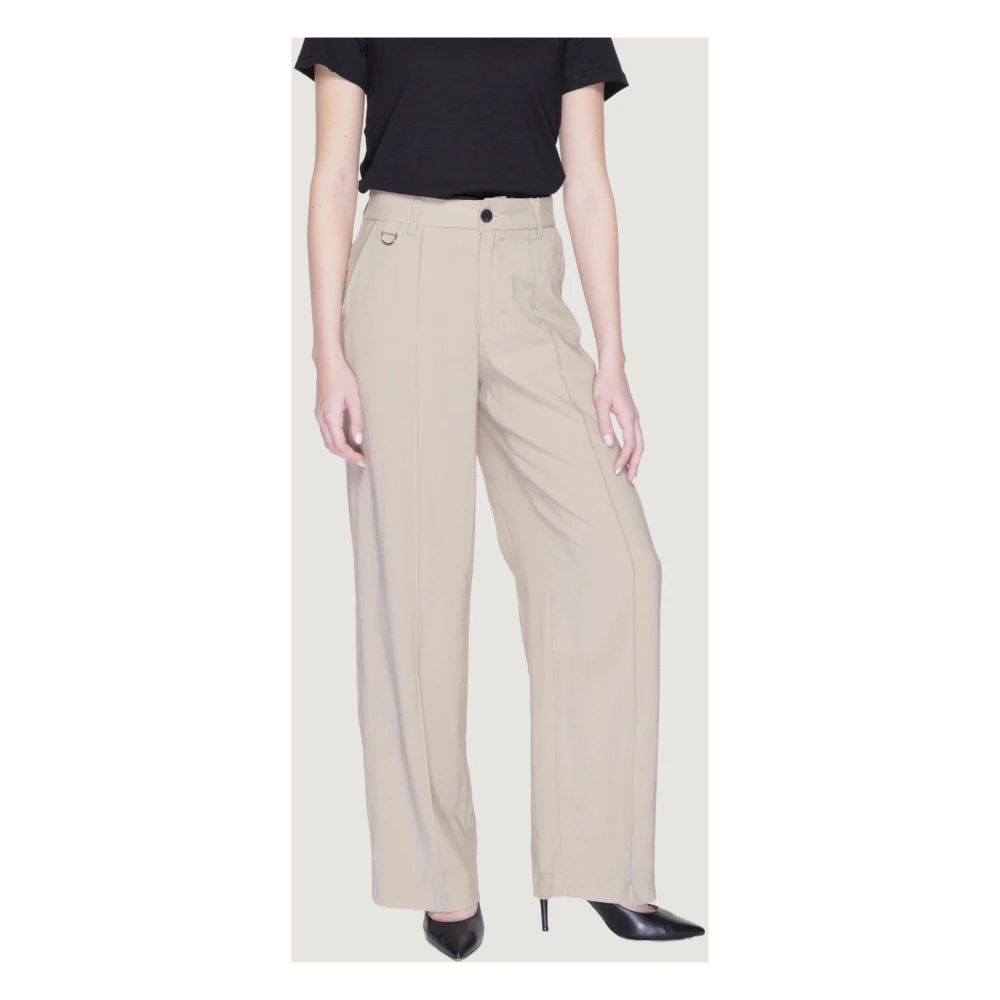 Only Beige Broek met Rits en Knoopsluiting Beige Dames