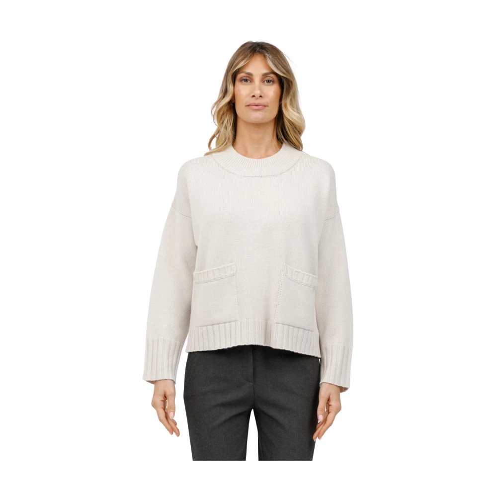 Alpha Studio Top met zakken aan de voorkant Beige Dames