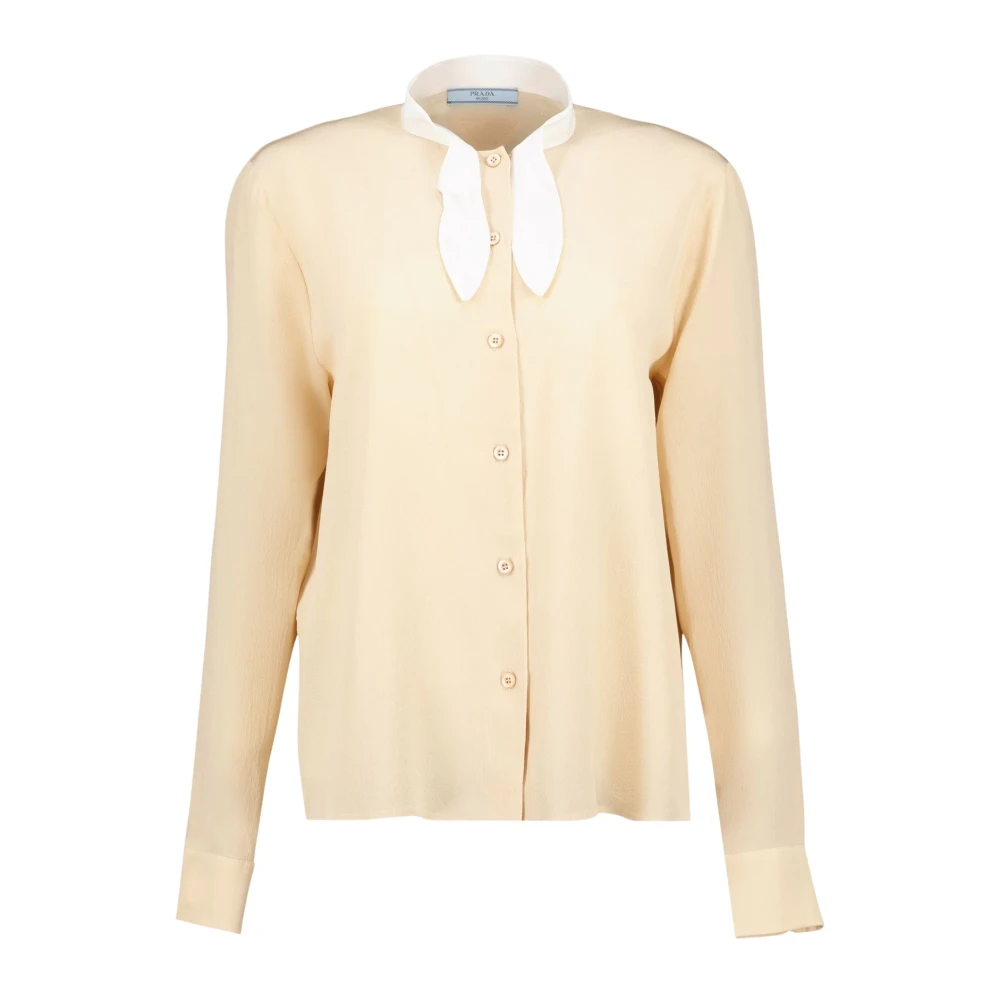 Prada Beige Zijden Shirt Herfst-Winter Collectie Beige Dames