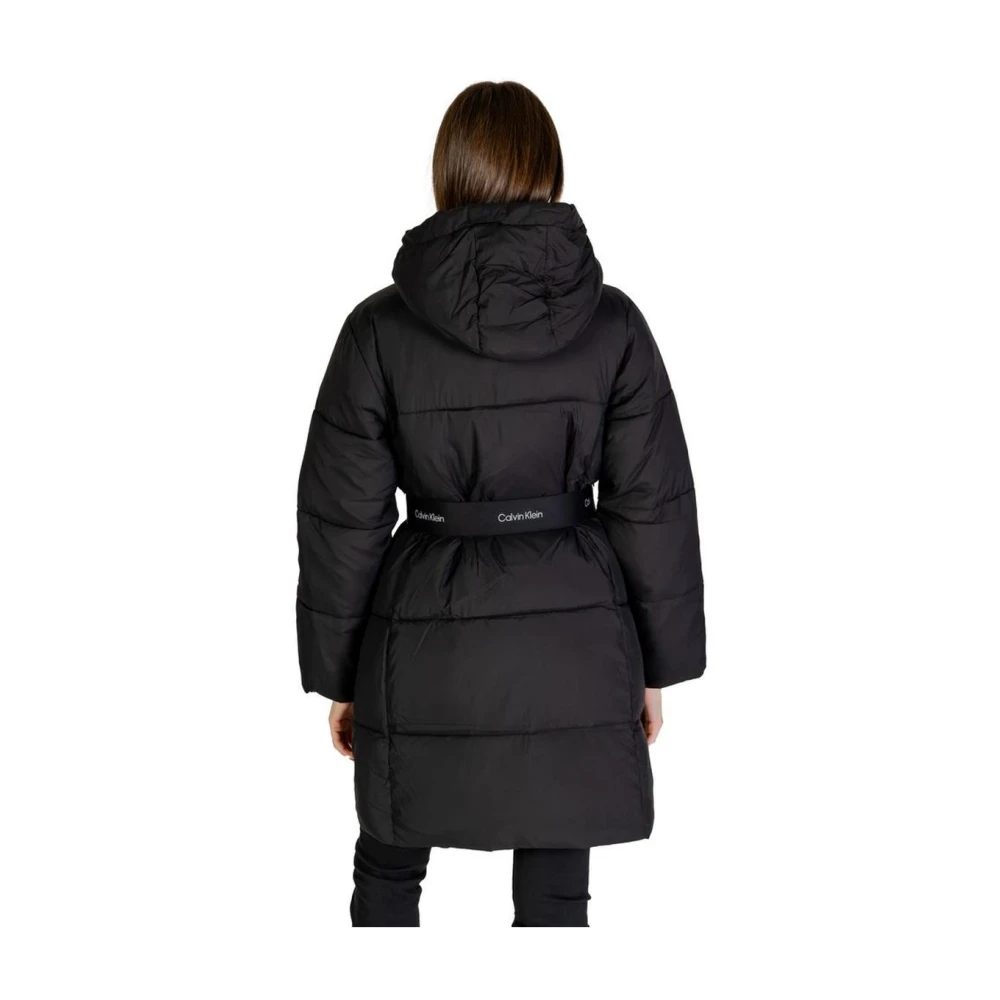 Calvin Klein Jeans Zwarte Hooded Puffer Jas Vrouwen Black Dames