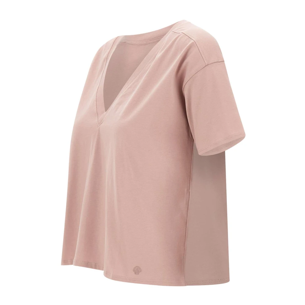 Loulou Studio Zachte Roze V-Hals T-Shirt Pink Dames