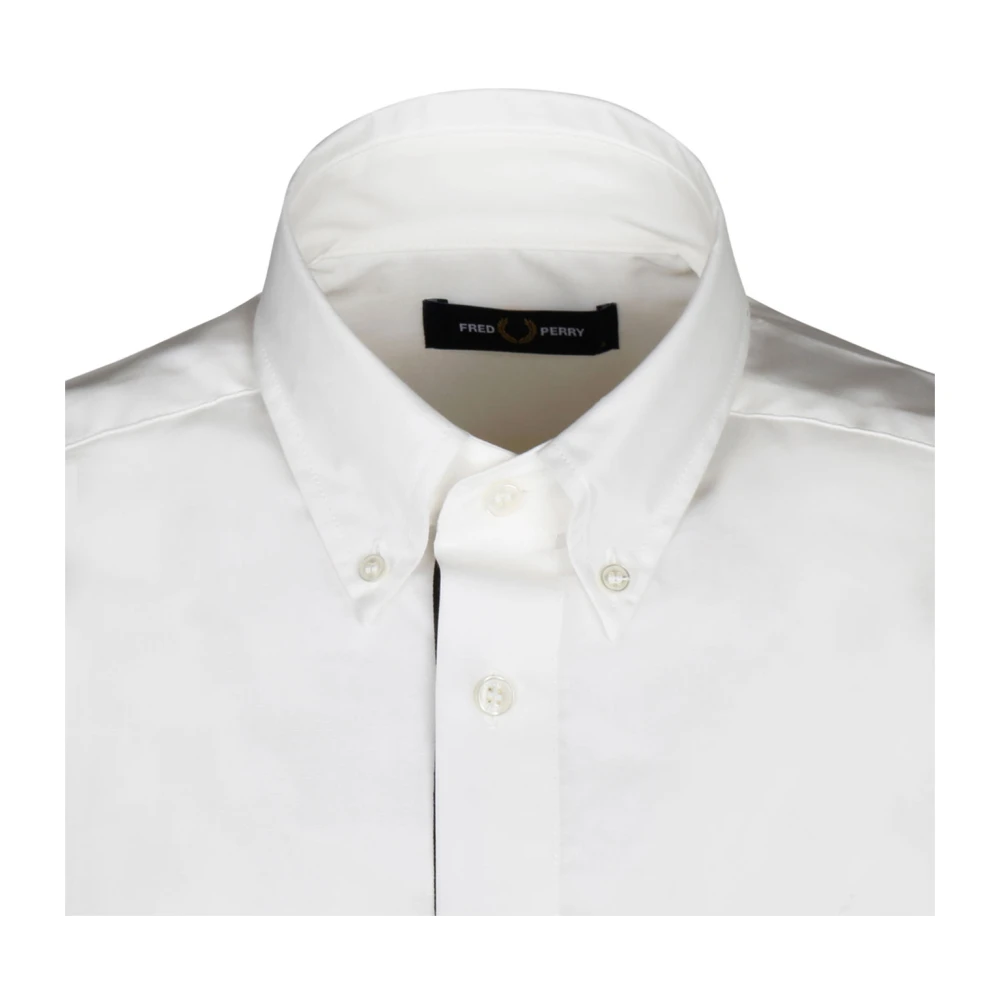 Fred Perry Witte Katoenen Overhemd met Knoopkraag White Heren