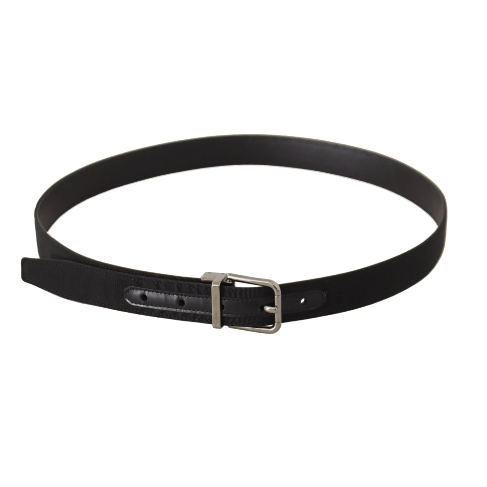 Dolce & Gabbana Elegante zwarte leren riem met metalen gesp Black Heren