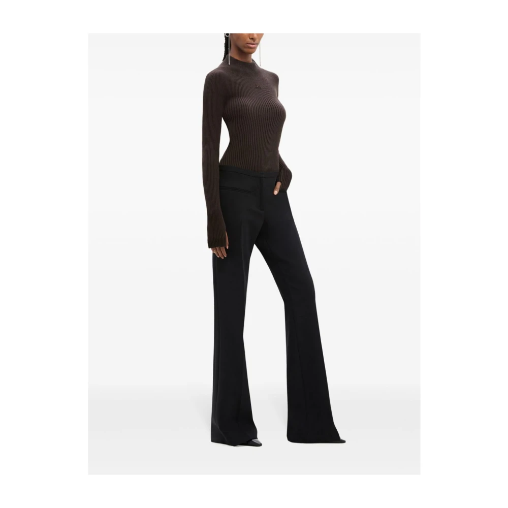 Courrèges Bruine Geribbelde Bodysuit met Hoge Hals Brown Dames
