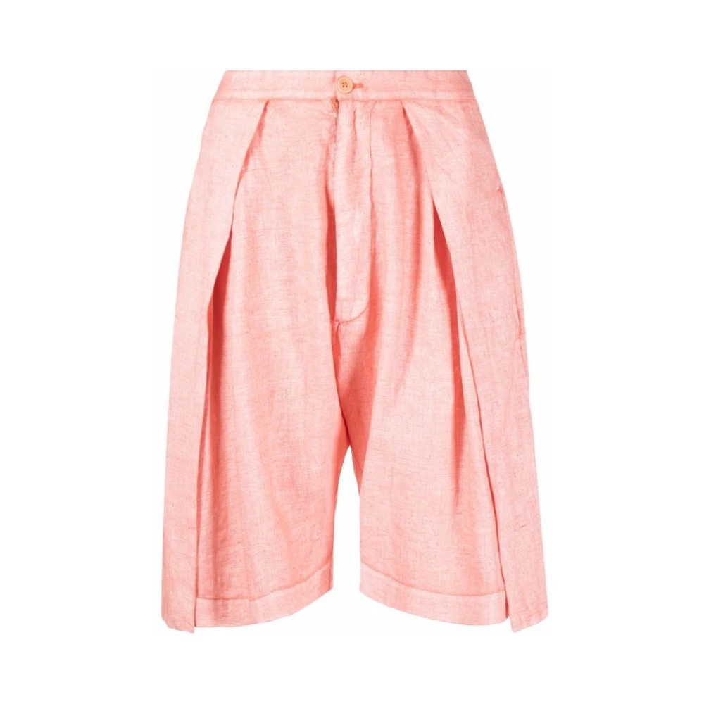Henrik Vibskov Rood Oranje Linnen Geplooide Suit Shorts Pink Dames