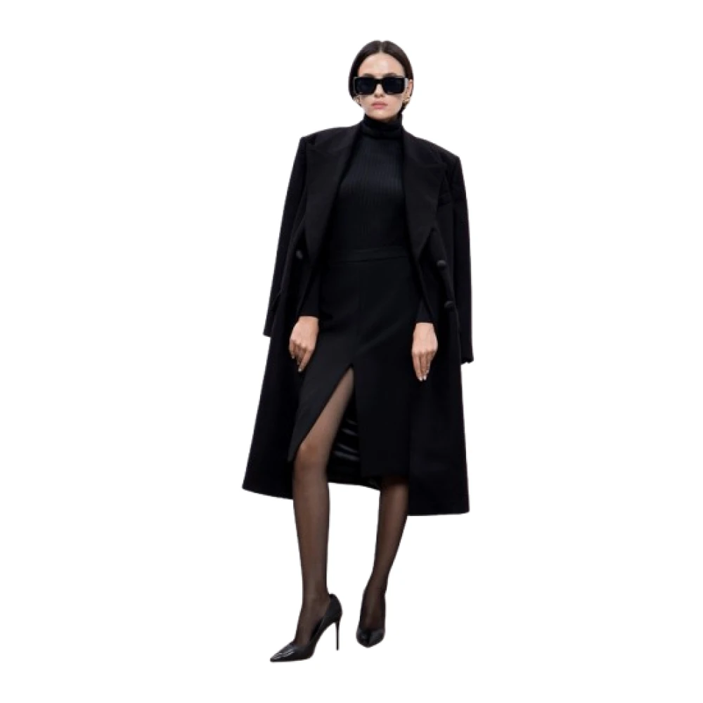 Dolce & Gabbana Elegante Pencilrok met Voorspleet Black Dames