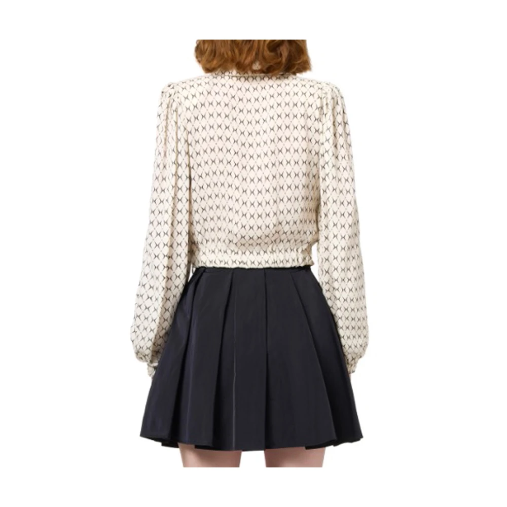 Elisabetta Franchi Cropped Shirt met Ruitprint en Sjaal Beige Dames