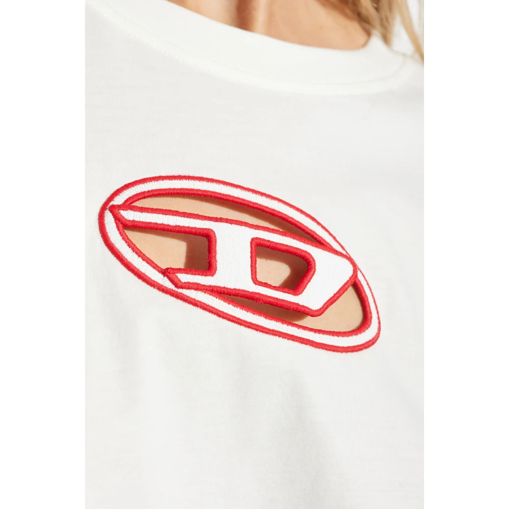 Diesel T-shirt T-Buxt-Crop-Od White Dames