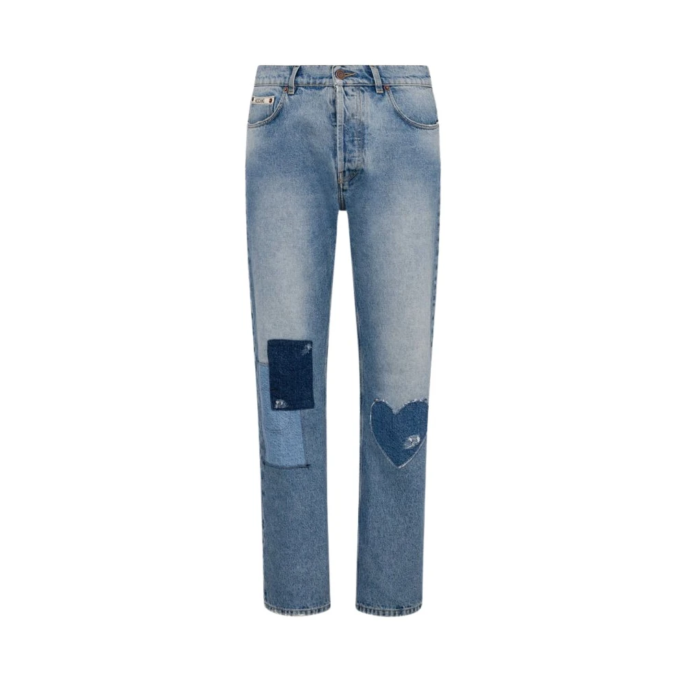 Moschino Men's Blue Patcwork Cotton Denim Pants