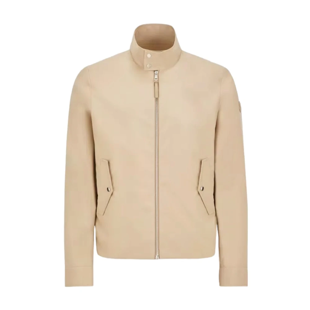 Moncler Elegante Beige Jas met Leren Afwerking Beige Heren
