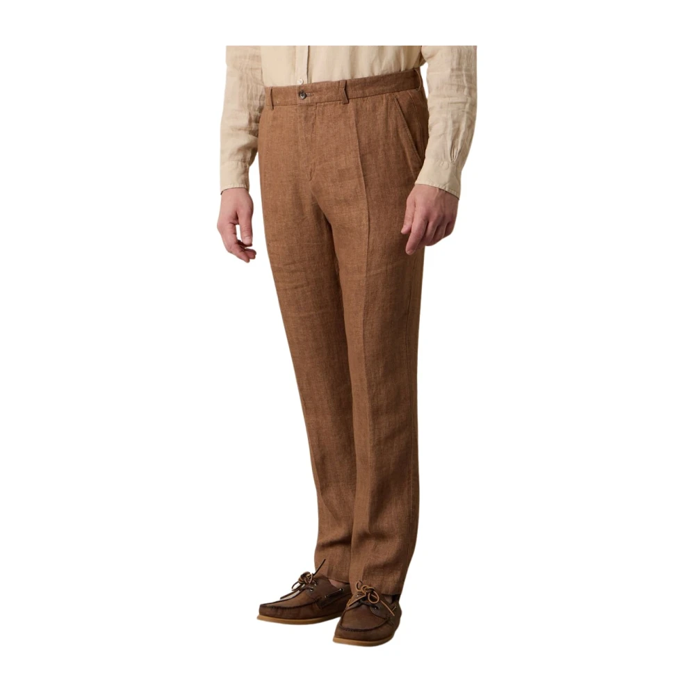 Brooks Brothers Brown Suit Trousers, Male, W42, Linen Herringbone Trousers