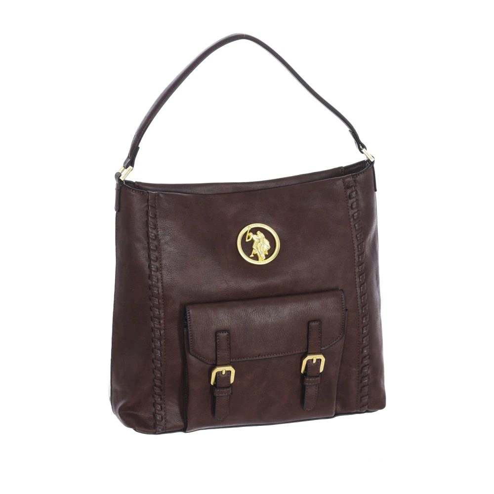 U.s. Polo Assn. Stijlvolle Hobo Tas met Ritssluiting Brown Dames