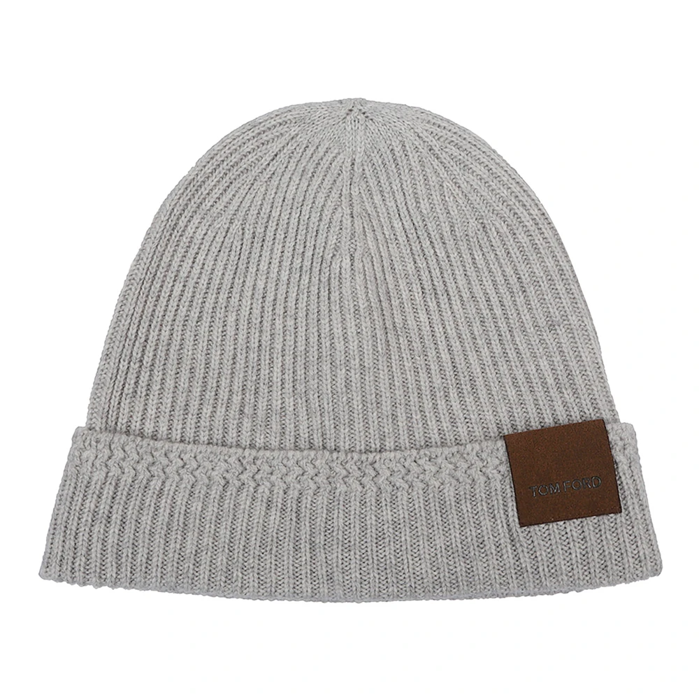 Tom Ford Men's Grey Cashmere Ribbed Hat