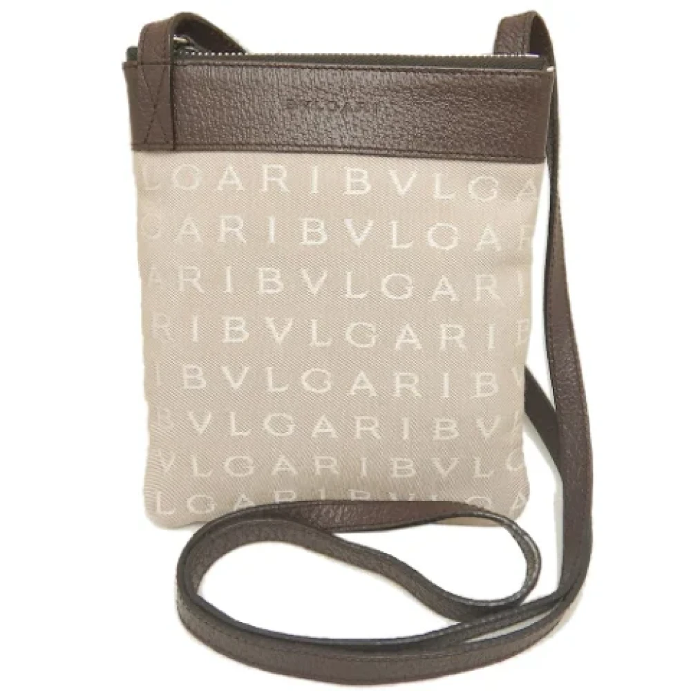 Bvlgari Vintage Pre-owned Canvas shoulder-bags Beige Dames