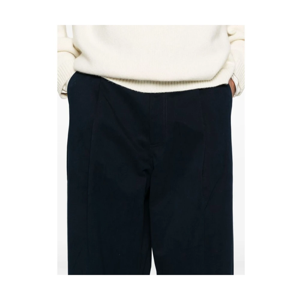 Studio Nicholson Navy Blue Wide Leg Broek Blue Heren