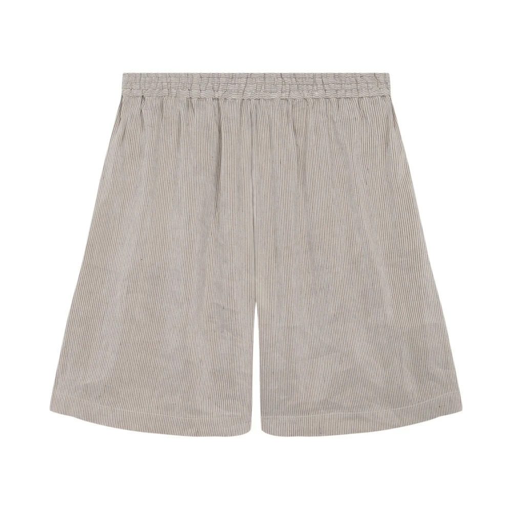 Stripete lin og silke shorts