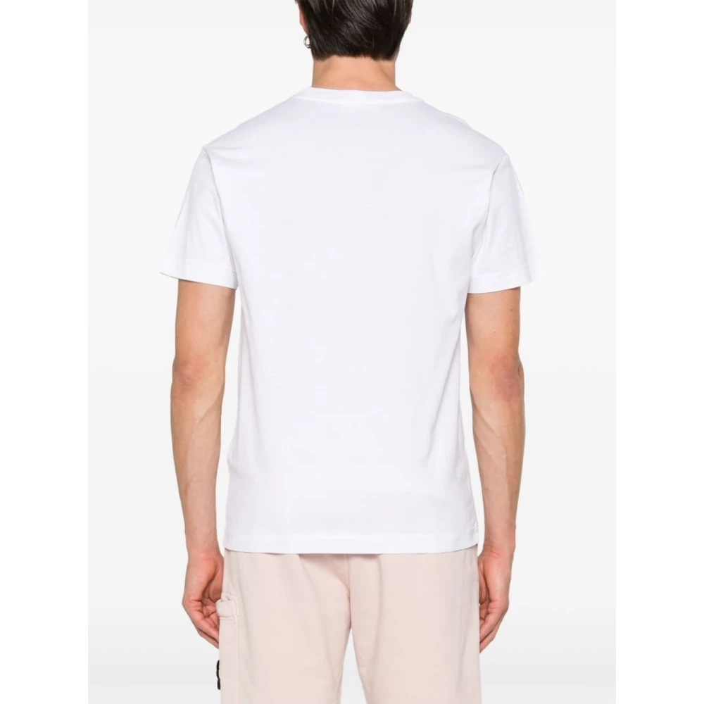 Stone Island Wit T-shirt met kompas motief White Heren