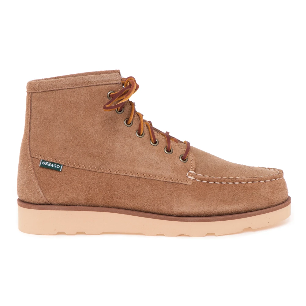 Sebago Beige Lace-Up Boots, Male, 9 Uk, Tala Mid Suede