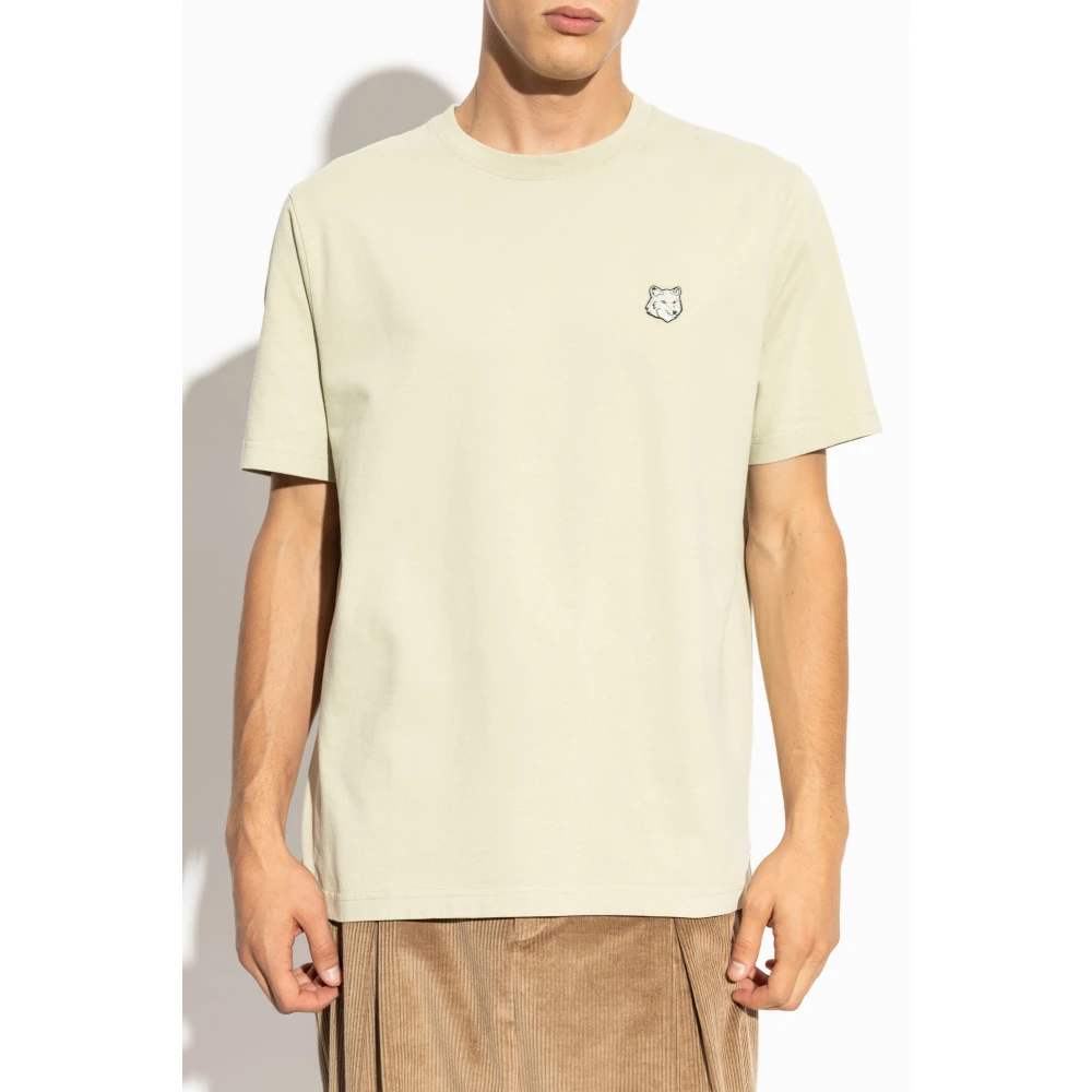 Maison Kitsuné T-shirt met logopatch Beige Heren