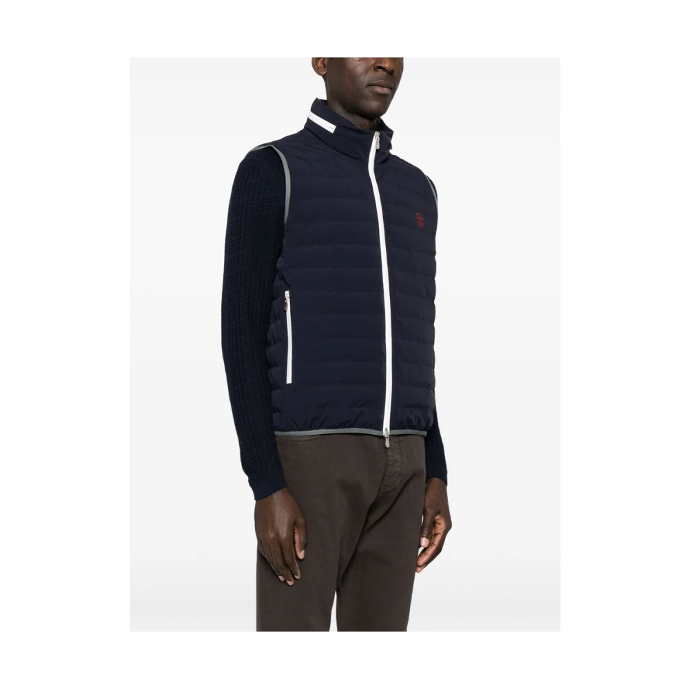 BRUNELLO CUCINELLI Navy Blauw Mouwloos Rits Vest Blue Heren