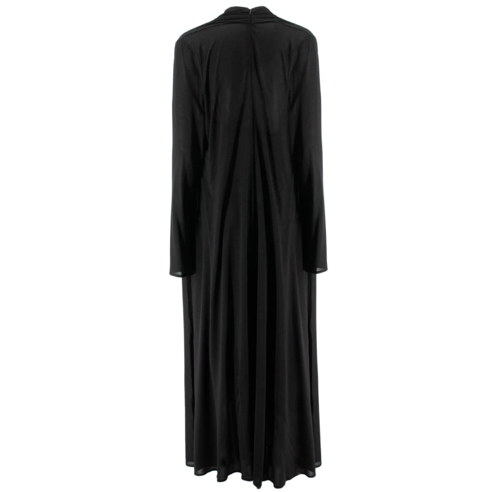 Fabiana Filippi Zijden Jersey Jurk met Hoge Kraag Black Dames