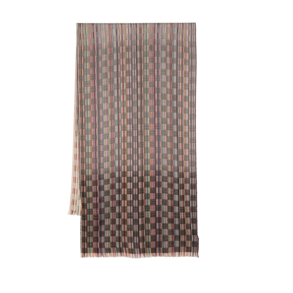 PS By Paul Smith Multicolor Signature Stripe Zijde Wol Sjaal Multicolor Heren