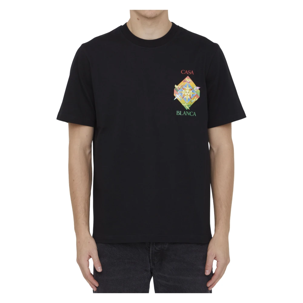 Casablanca Zwarte biologisch katoenen T-shirt met Les Elements motief Black Heren