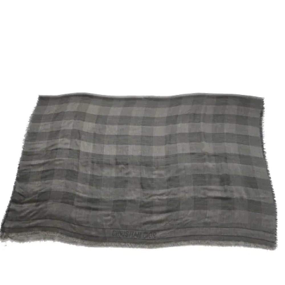Dior Vintage Pre-owned Cashmere scarves Gray Dames