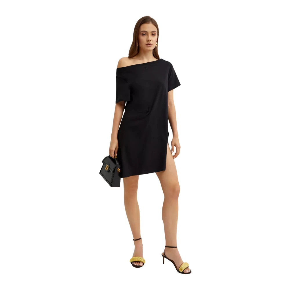 Courrèges Women's Black Short Dresses, Xs, Asymmetric Mini Dress