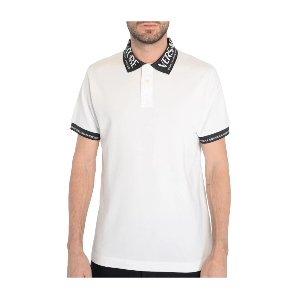 Versace Jeans Couture Wit Logo Polo Shirt White Heren