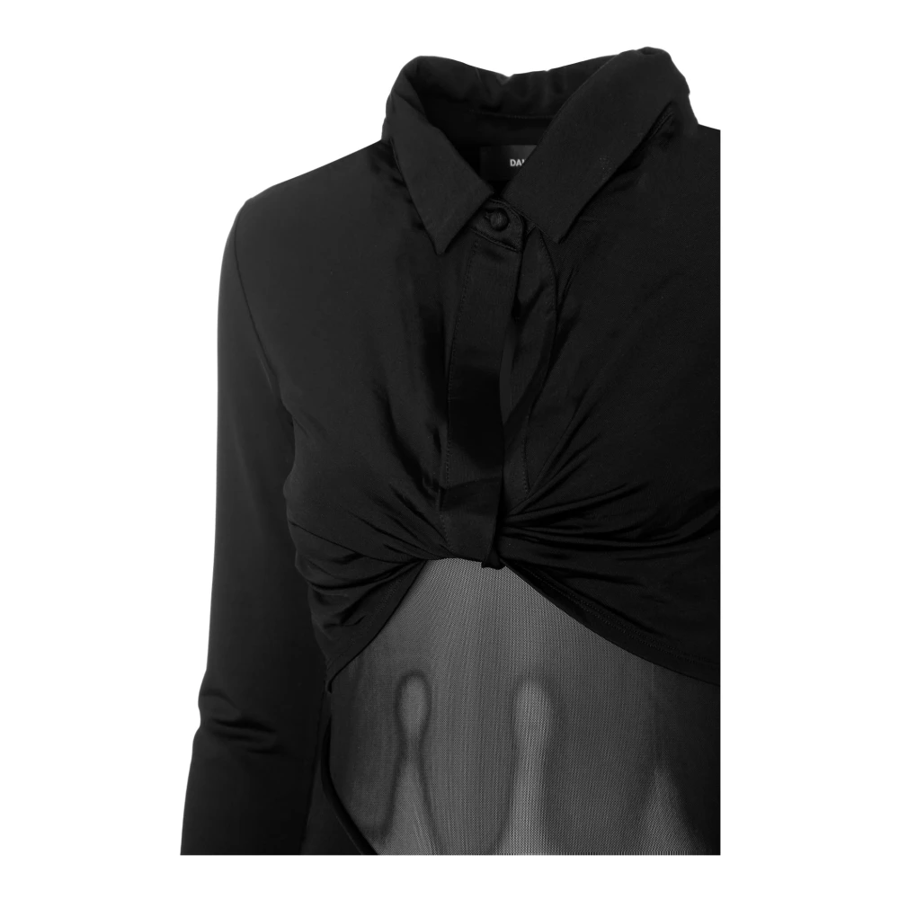Daily Paper Mesh Jurk met Taille Detail Black Dames