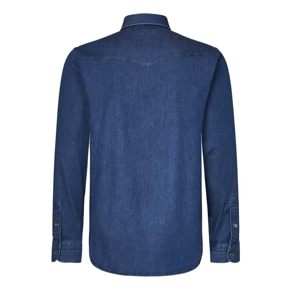 Tom Ford Blauw Denim Shirt met Tailored Fit Blue Heren