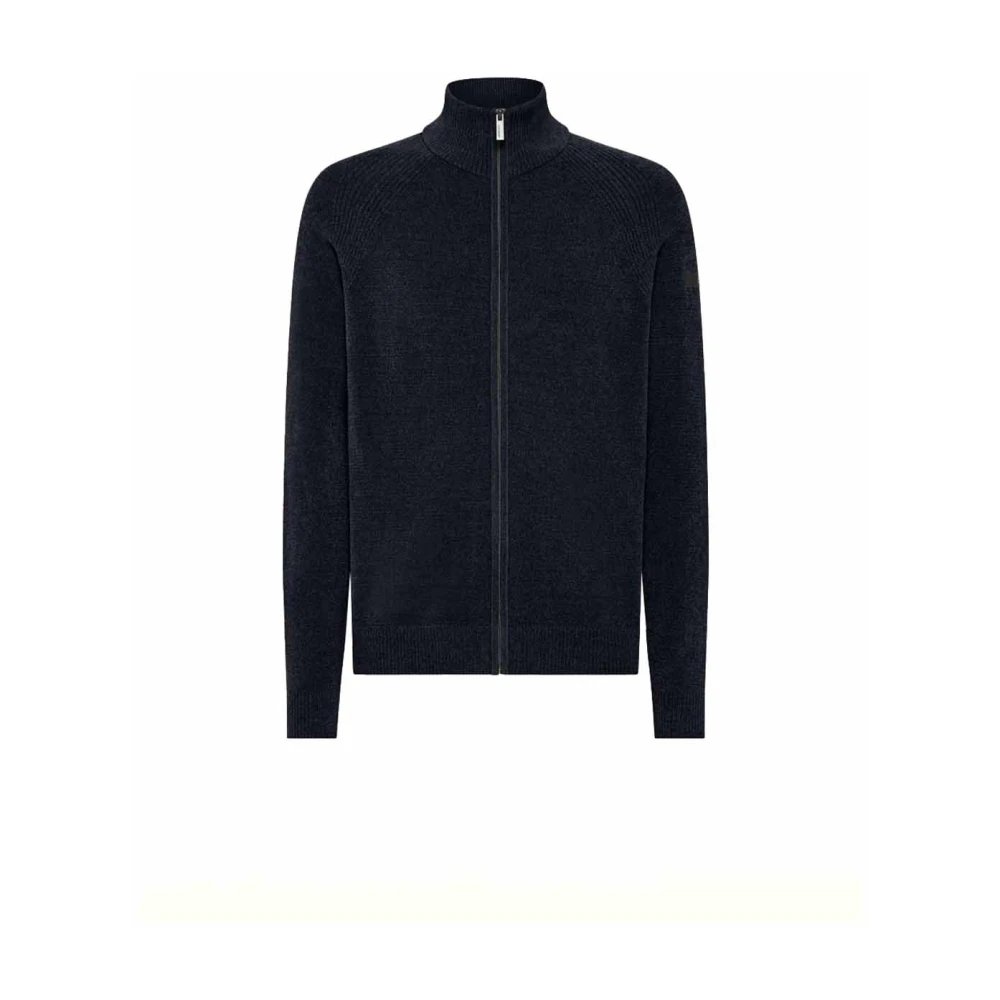 RRD Blauwe Velvet Full Zip Gebreide Trui Blue Heren