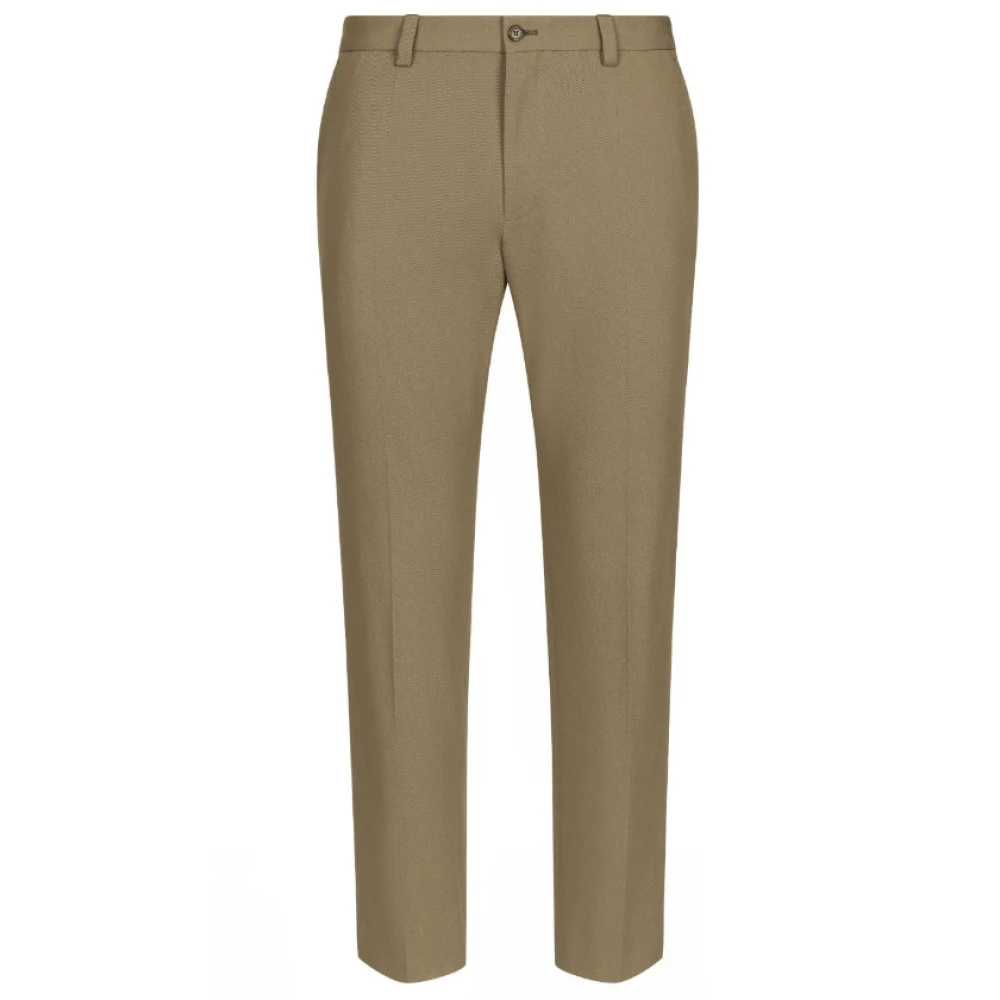 Dolce & Gabbana Khaki Tapered Chino Broek Green Heren