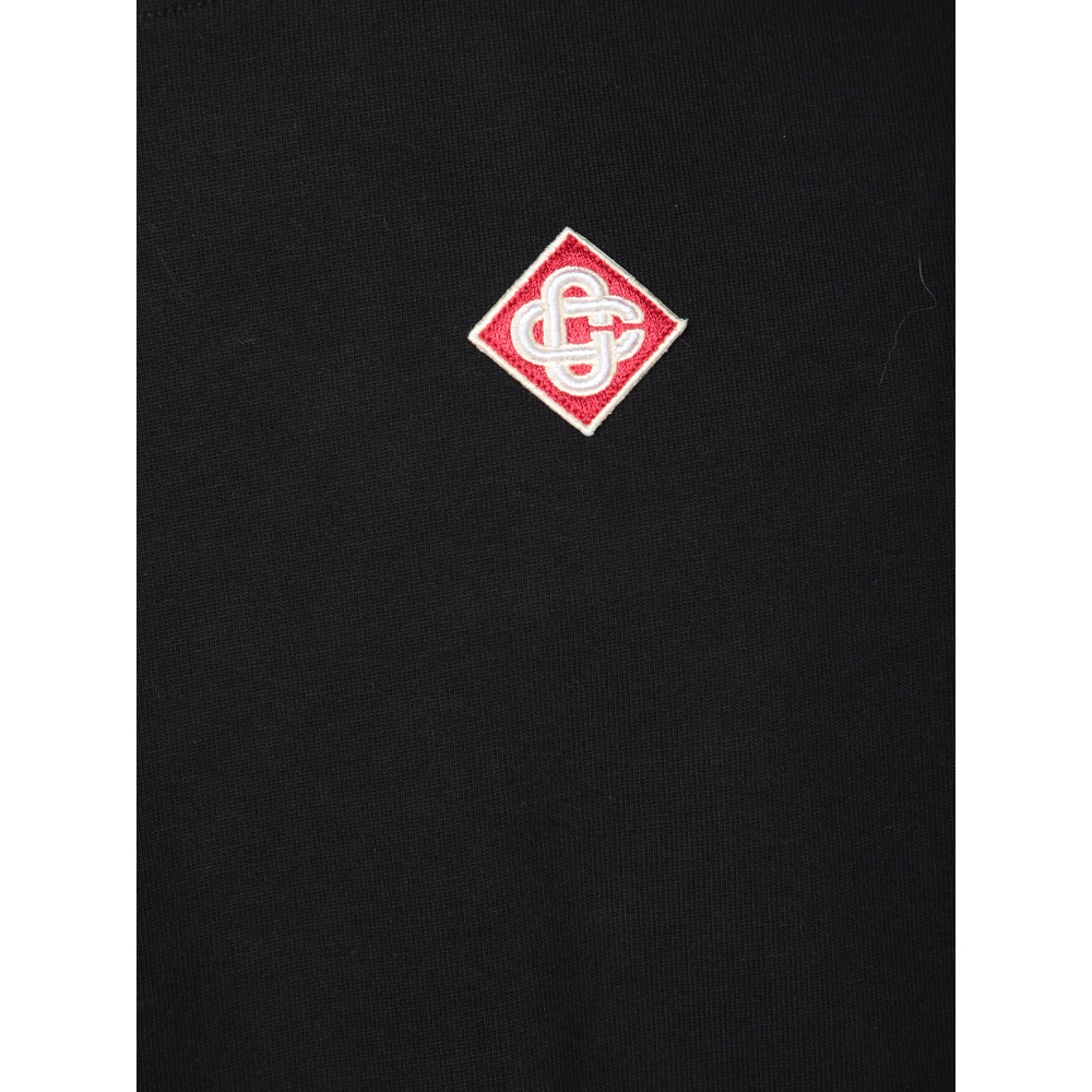 Casablanca Rood en wit diamantlogo T-shirt Black Heren