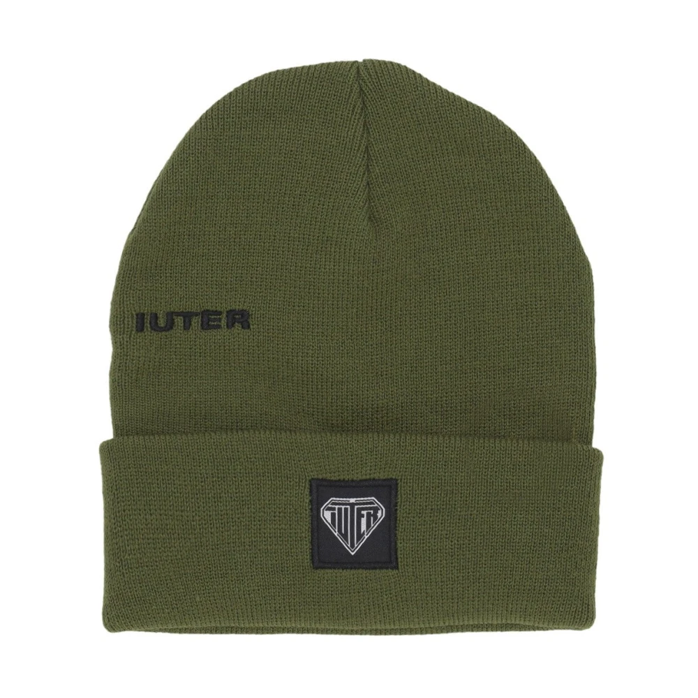 Iuter Men's Green Logo Fold Beanie Army Hat
