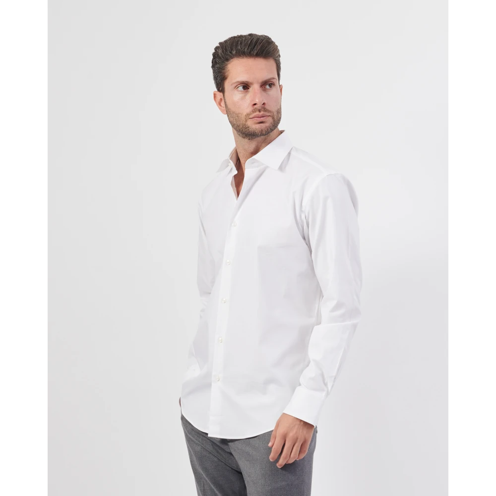 Hugo Boss Wit katoenen overhemd met lange mouwen White Heren