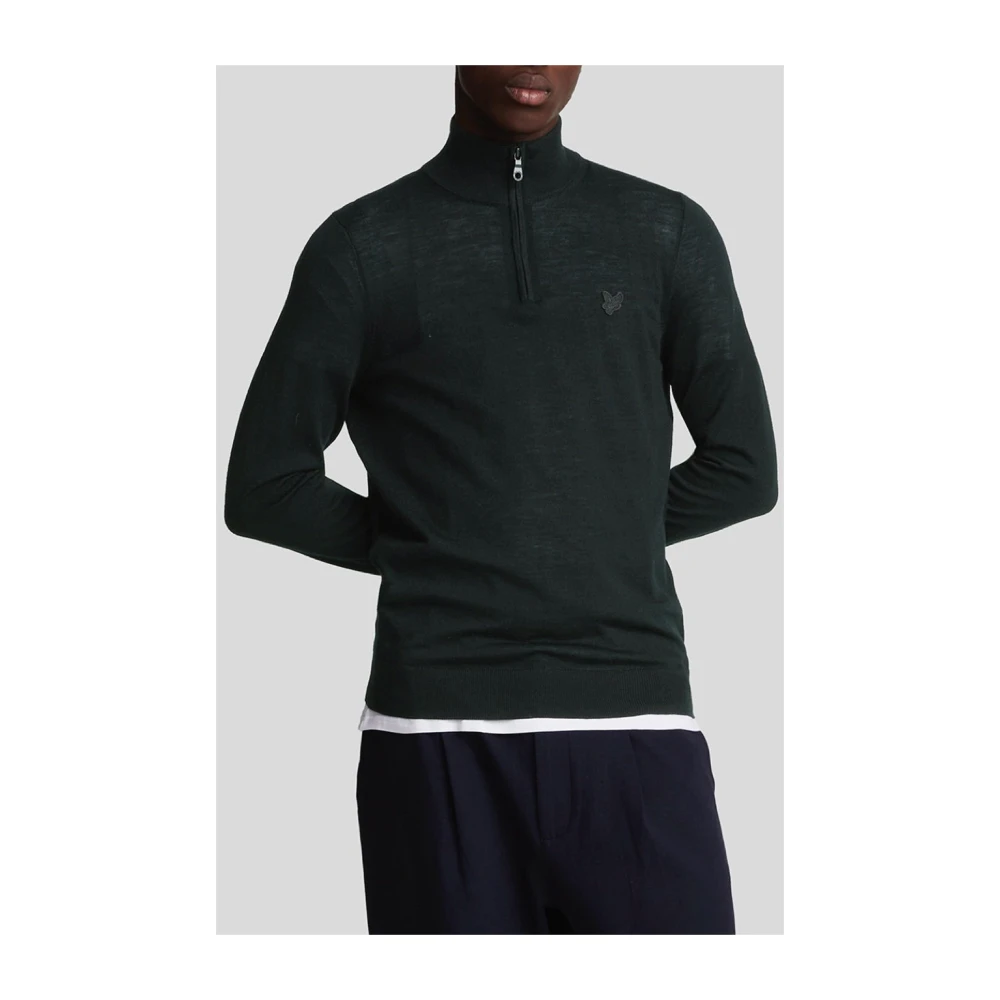 Lyle & Scott Klassieke Merino Quarter Zip Sweater Green Heren