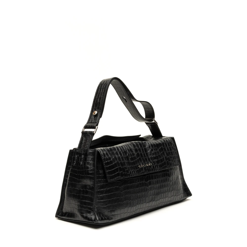 Orciani Zwarte Leren Schoudertas Black Dames