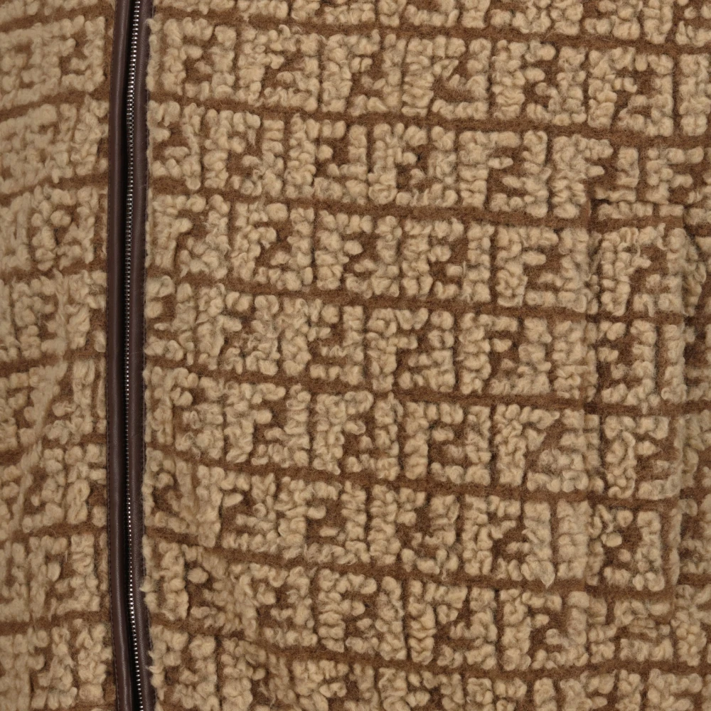 Fendi Mouwloos Hooggesloten Wollen Vest Beige Heren